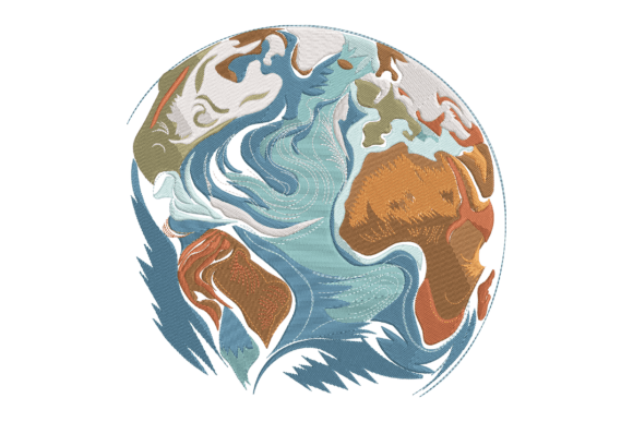 Abstract Earth Globe: A Playful Embroidery Design