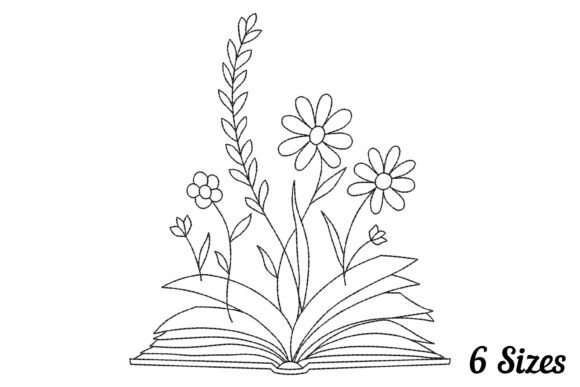 Book with Flower Bookworm Bookish: A Creative Embroidery Design for Textile Enthusiasts