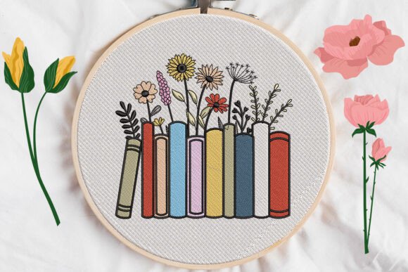 Books Flower: A Trendy Embroidery Design to Elevate Your Fabrics