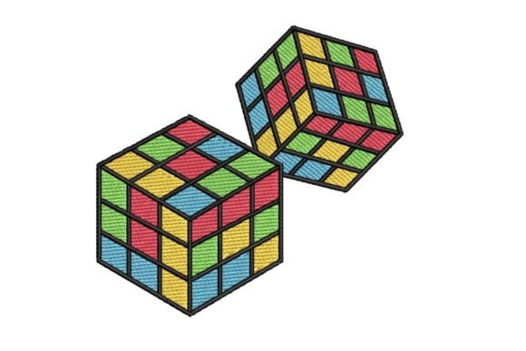 Colorful Rubik's Cubes: A Vibrant Embroidery Design for Retro Lovers and Gamers