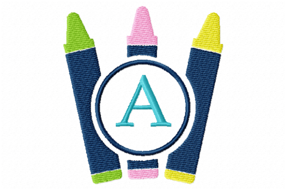Crayons Frame Monogram Letter A: A Practical Evaluation for School Embroidery Projects