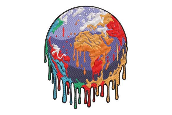 Melting Earth: A Whimsical Embroidery Design