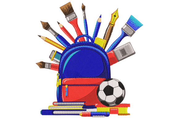 School Elements Embroidery Design for Fabrics
