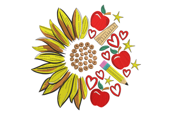 Sunflower Teacher: A Whimsical Embroidery Design for Modern Creatives