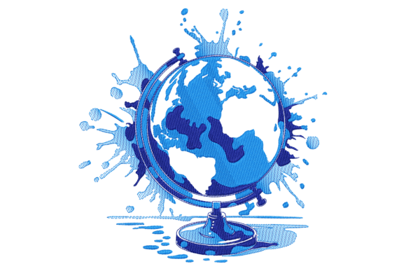 The Earth with World: A Charming Embroidery Design