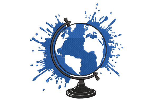 Watercolor Globe: A Versatile Embroidery Design for Modern Textiles